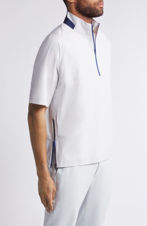 Johnnie-o Stealth Stowable Short Sleeve Pullover Rain Jacket In Light Gray