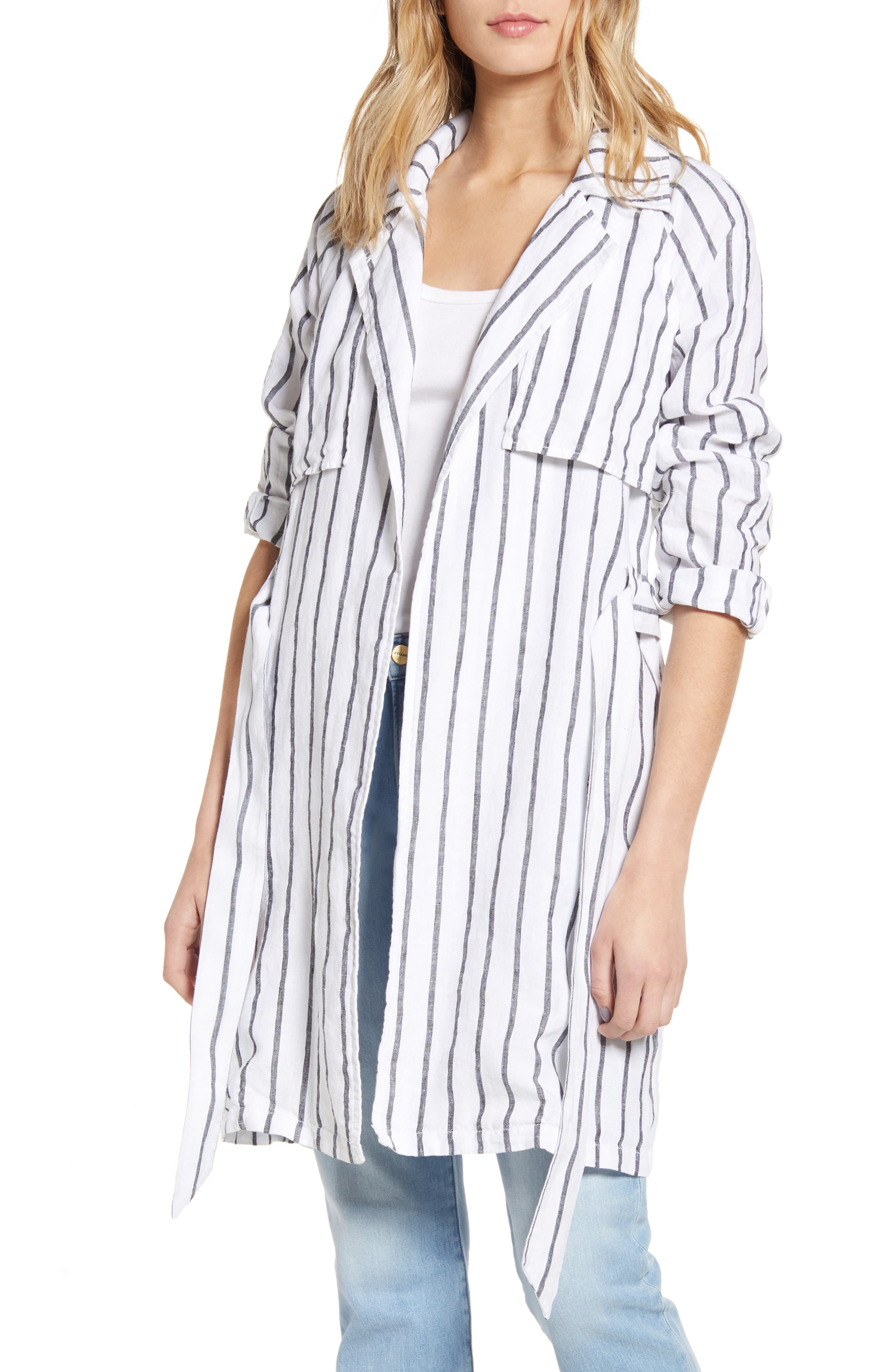 Chelsea28 Linen Trench Coat, White
