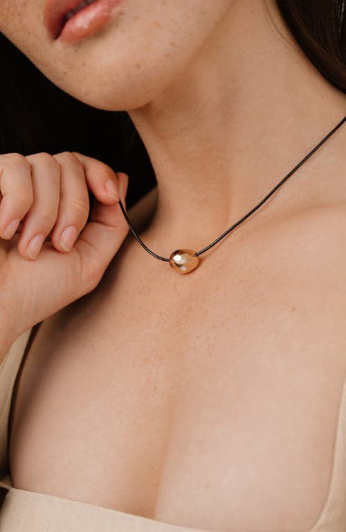 Ettika Pave Polished Pebble Leather Pendant Necklace In 18k Gold Plated, 16-17 In Gold