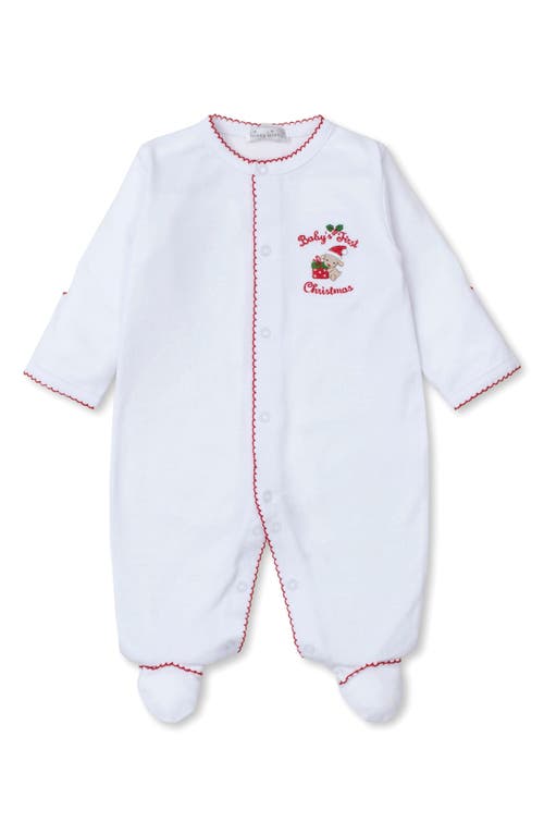 Kissy Kissy Scallop Trim Pima Cotton Footie in White/Red 