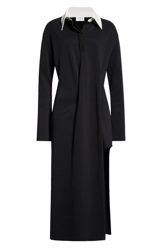 Shop Courrèges Twist Long Sleeve Polo Maxi Dress In Black