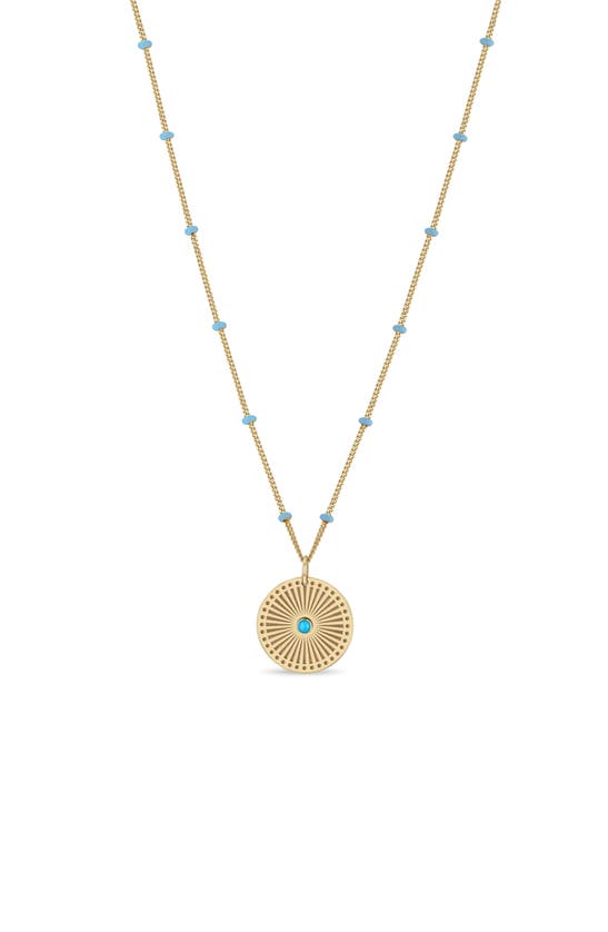 Shop Zoë Chicco Sunbeam Medallion Pendant Necklace In Yellow Gold