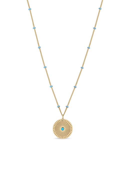 Zoë Chicco Sunbeam Medallion Pendant Necklace in Yellow Gold at Nordstrom, Size 18