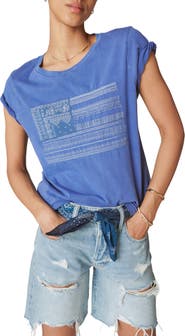 Lucky Brand Blue Moon Glitter Graphic T-Shirt