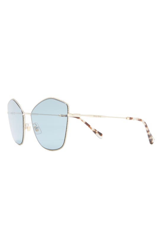 Miu Miu 60mm Cat Eye Sunglasses In Pale Gold / Light Blue