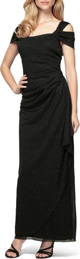 Alex Evenings Cold Shoulder Ruffle Glitter Chiffon Gown Nordstrom