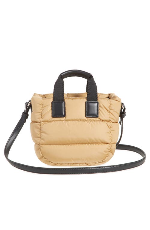 Shop Moncler Micro Caradoc Puffer Crossbody Tote In Camel