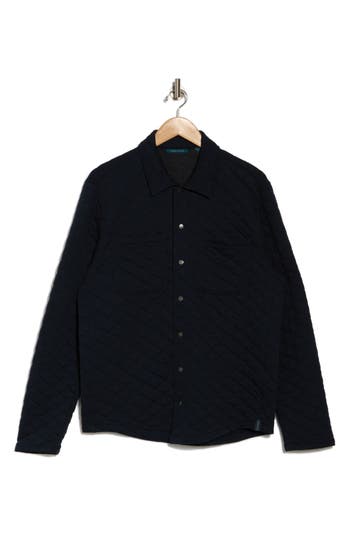 Perry Ellis Diamond Quilted Shirt Jacket In Dark Sapphire