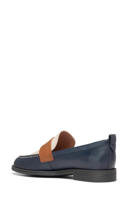 Cole Haan Stassi Leather Penny Loafer In Navy/ivy/p