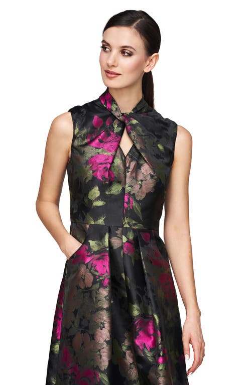 Shop Kay Unger Rosemarie Floral Cocktail Dress In Bright Rose Multi