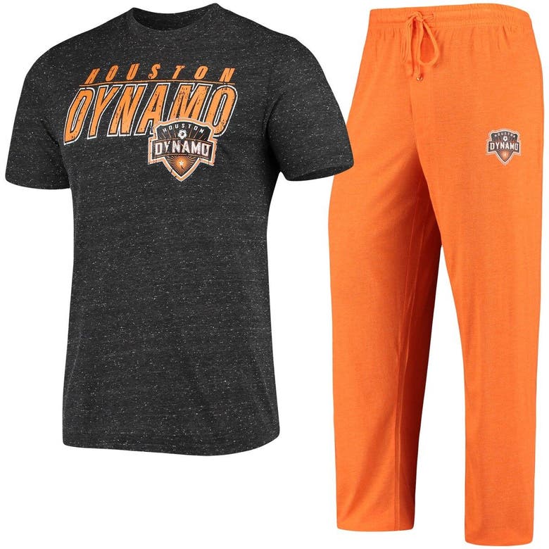 CONCEPTS SPORT CONCEPTS SPORT ORANGE/BLACK HOUSTON DYNAMO T-SHIRT & PANTS SLEEP SET