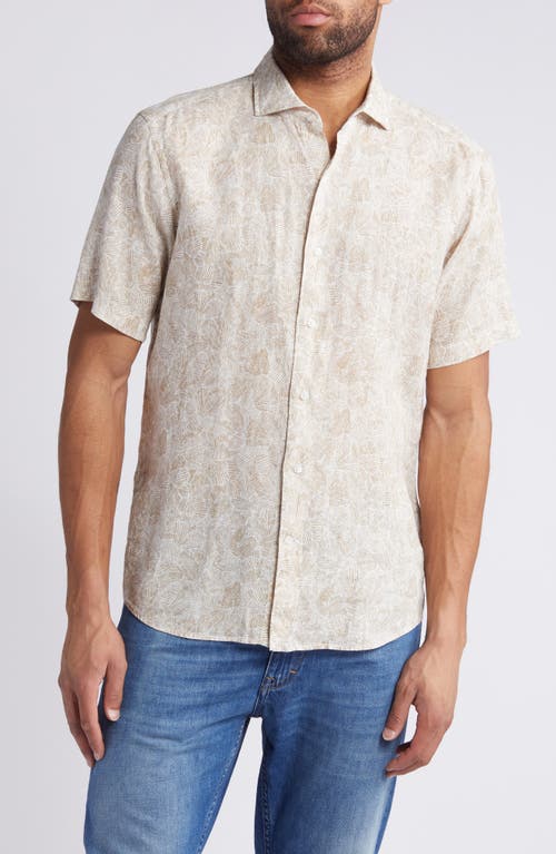 Peter Millar Crown Crafted Sacha Linen Short Sleeve Button-Up Shirt Summer Dunes at Nordstrom,