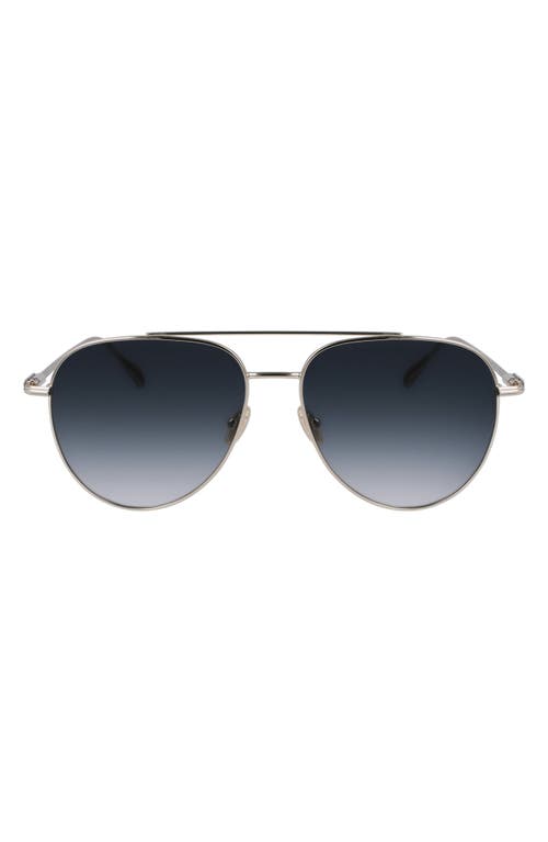 Ferragamo Gancini Evolution 61mm Aviator Sunglasses In Light Gold/blue Gradient