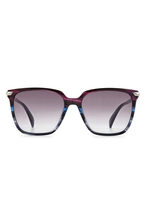 55mm Polarized Gradient Rectangle Sunglasses in Blue Violet