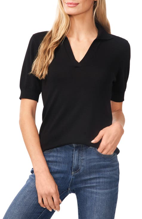 Women V Neck Ribbed Fitted Tight Tshirt Short Sleeve Shirt Basic Knit  Women's Petite Athletic Shirts & Tees Black at  Women's Clothing store