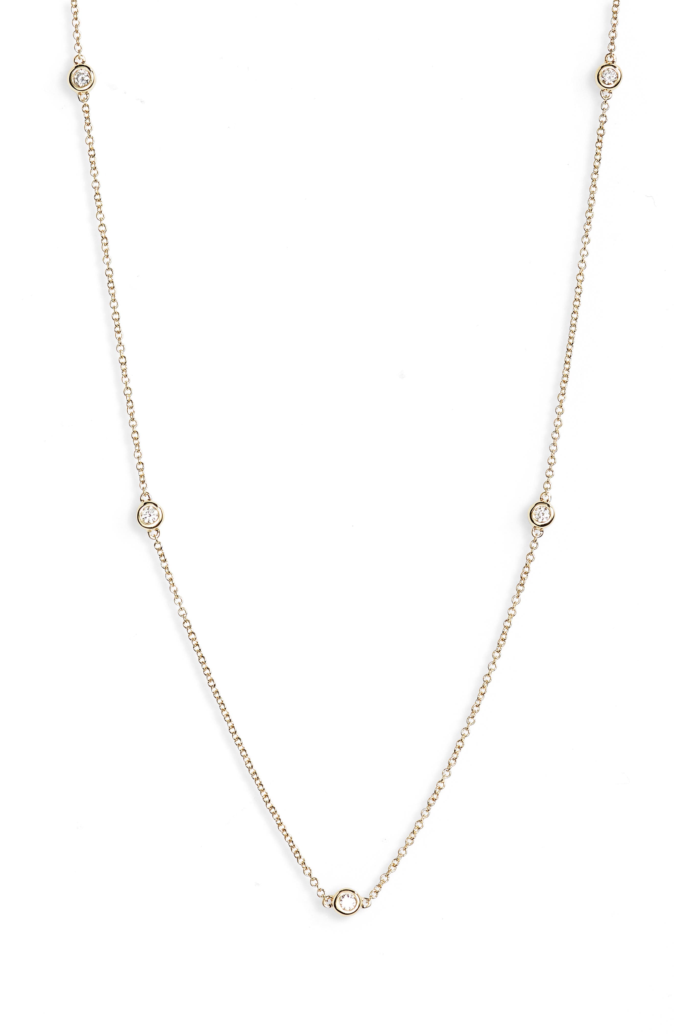 long necklace with diamonds