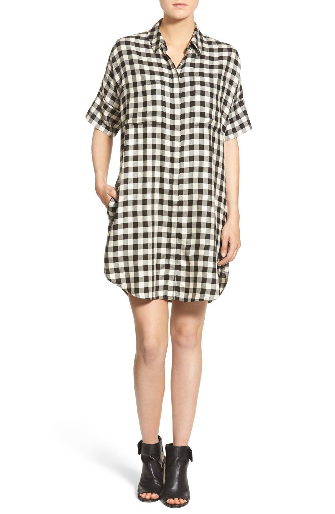 madewell plaid shirt dress