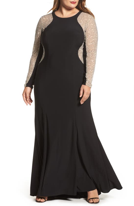 XSCAPE EMBELLISHED JERSEY GOWN