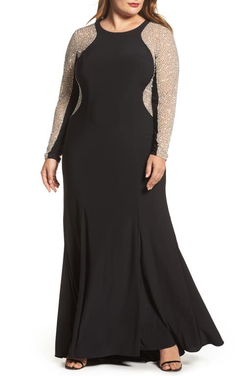 Xscape Evenings Xscape Embellished Jersey Gown In Black