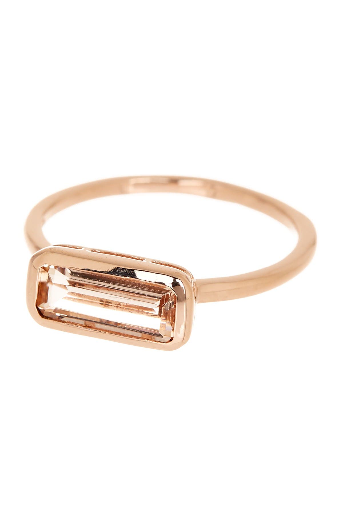 Savvy Cie 18k Rose Gold Vermeil Emerald Cut Morganite Crystal Bar Ring