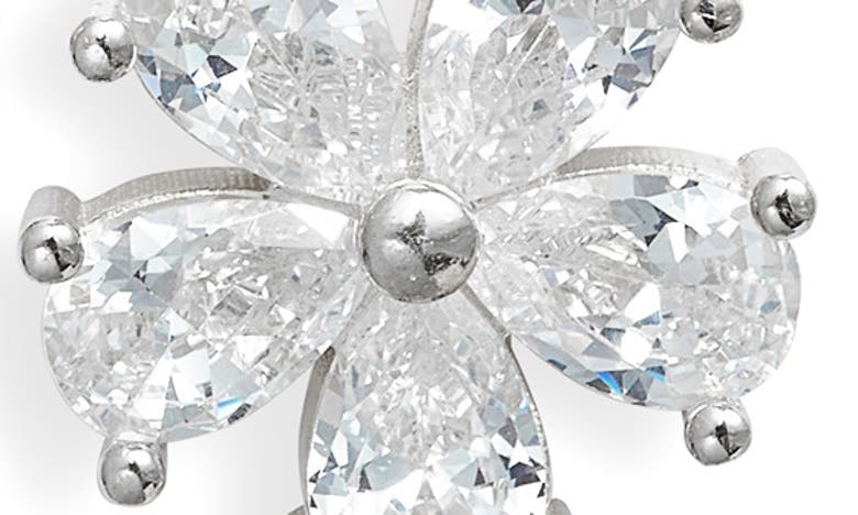 Shymi Flower Cubic Zirconia Stud Earrings In Silver