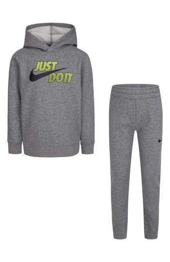 Nike Kids' Just Do It Fleece Hoodie & Pants Set In Carbon Heather
