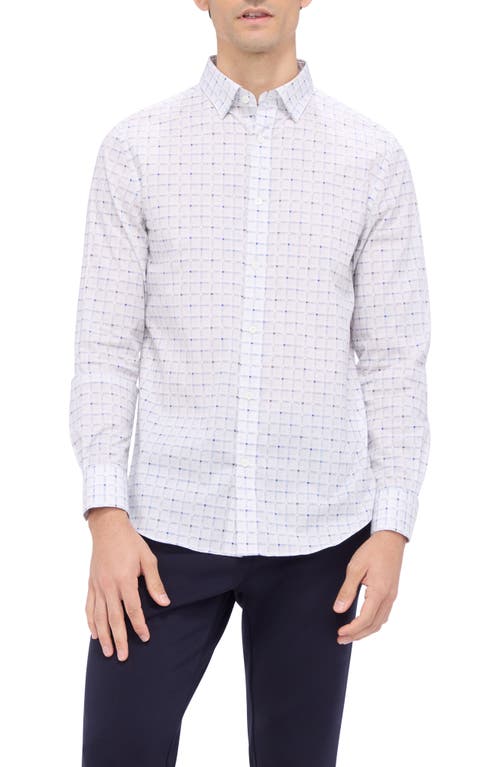 Bugatchi Karl Shaped Fit Check Button-Up Shirt in White 