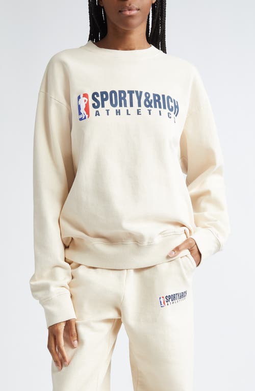 Shop Sporty And Rich Sporty & Rich Team Logo Cotton Graphic Sweatshirt In Cream