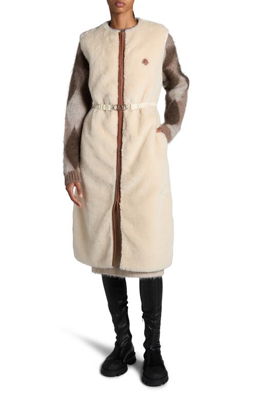 Shop Moncler Sorbier Faux Fur & Down Long Vest In Almond Milk