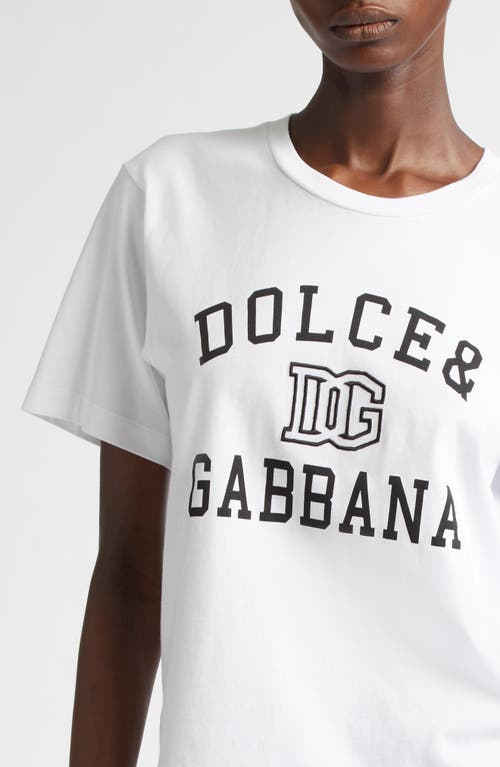 Shop Dolce & Gabbana Dolce&gabbana Dg Embroidered Logo Cotton T-shirt In W0800 Bianco Ottico