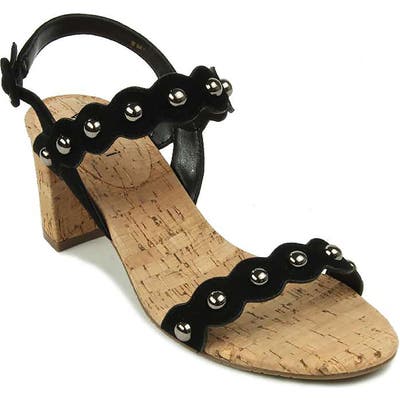 Vaneli Mavis Studded Scalloped Sandal, Black