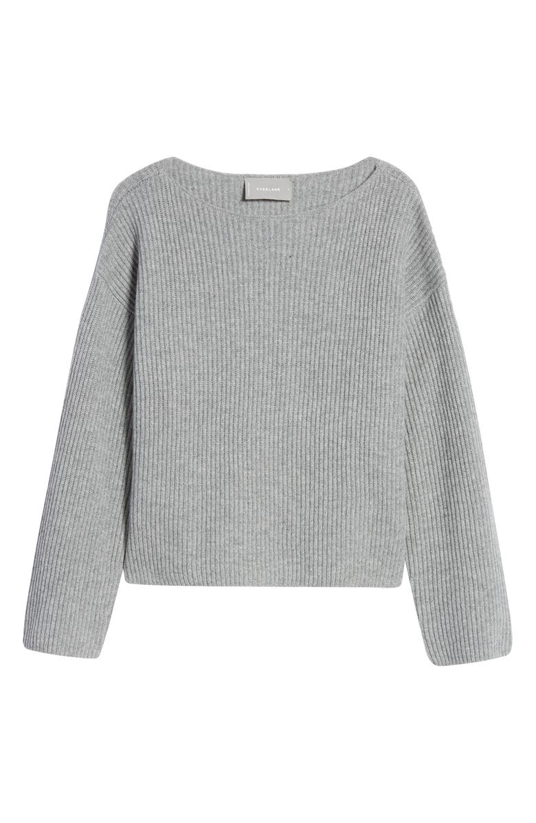 EVERLANE The Cashmere Rib Boatneck Sweater, Main, color, HEATHER GREY