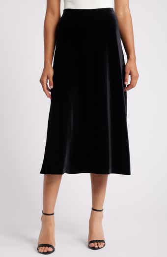 Black velvet skirt midi hot sale