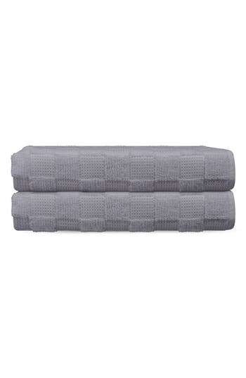 Shop Brooks Brothers Depera Waffle Terry 2-piece Turkish Cotton Bath Towel Set In Silver