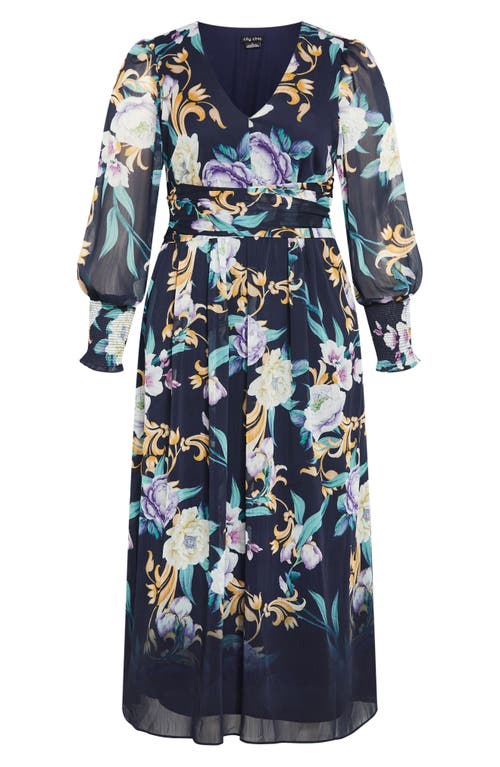 Shop City Chic Selena Floral Long Sleeve Chiffon Maxi Dress In Kiss Me Sweet Brd