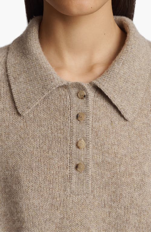 Shop Khaite Rene Long Sleeve Cashmere Polo Sweater In Sepia