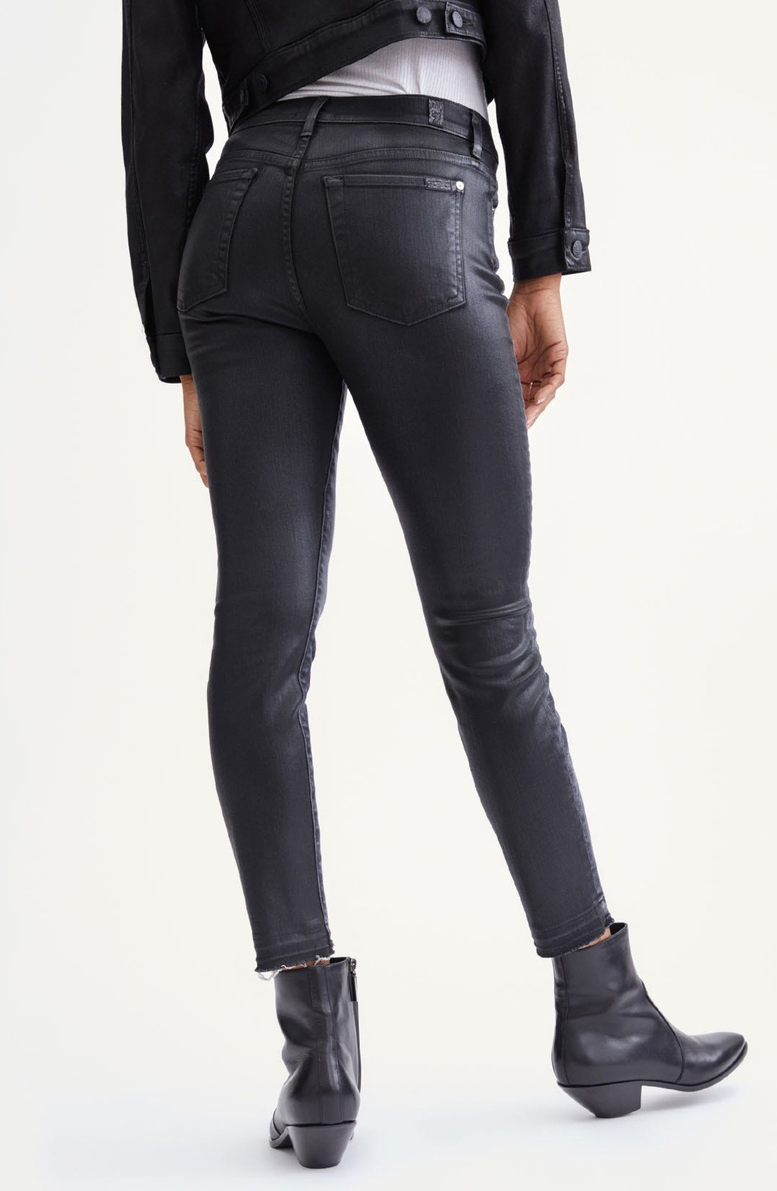 High Waist Coated Ankle Skinny Jeans 