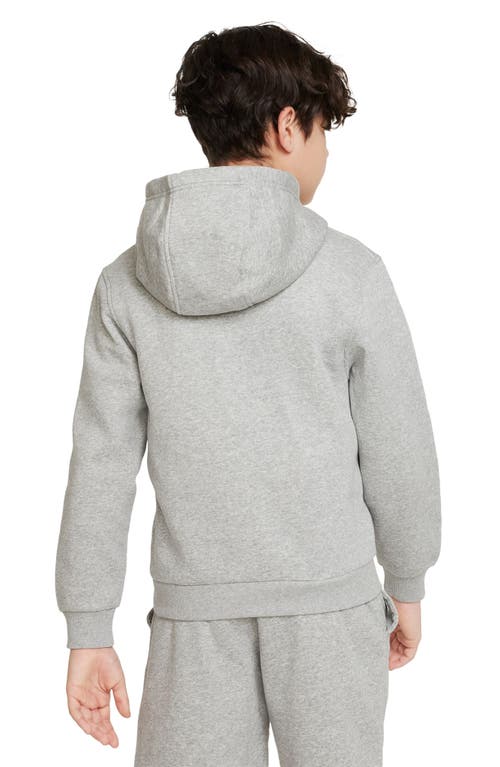 Shop Nike Kids' Club Fleece Hoodie In Grey Heather/white