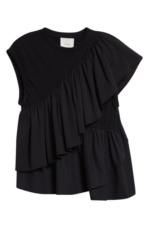 Shop Cinq À Sept Micki Woven Ruffle Layer T-shirt In Black