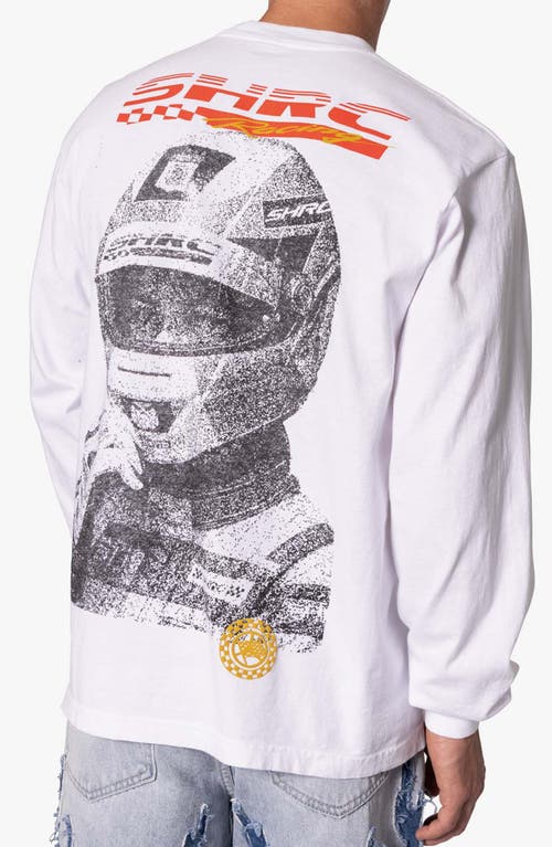 Shop Mnml Driver Long Sleeve Cotton Graphic T-shirt In White