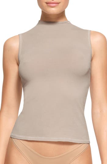 Skims Cotton Jersey Mock Neck Tank In Stock Availability and Price