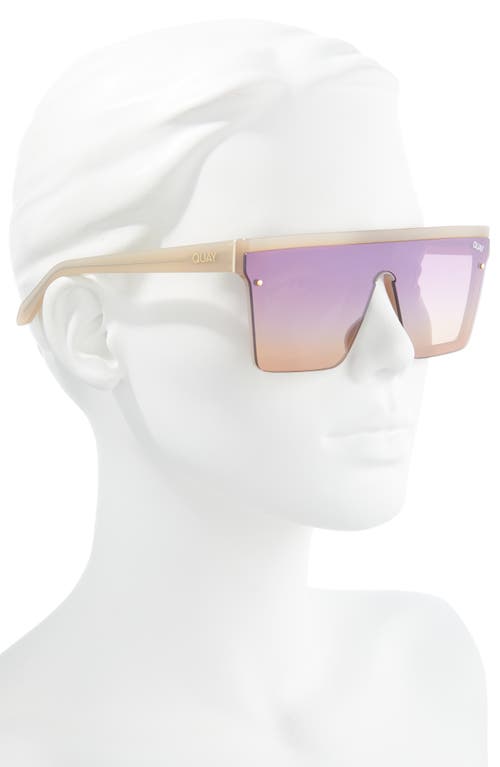 Shop Quay Australia Hindsight 67mm Shield Sunglasses In Ivory/purple To Orange