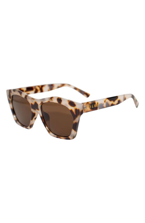Fifth & Ninth Clara 50mm Polarized Small Geometric Sunglasses In White Torte/brown