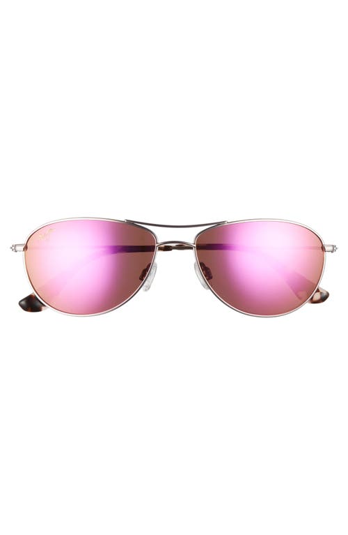Maui Jim Baby Beach 56mm Mirrored Polarizedplus2® Aviator Sunglasses In Rose Gold/maui Sunrise