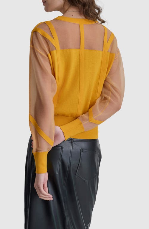 Shop Dkny Seam Detail Sheer Sweater In Goldenrod