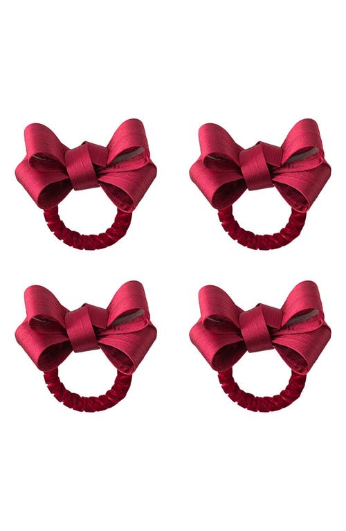 Juliska Tuxedo Stewart Tartan Napkin Rings, Set Of 4 In Ruby
