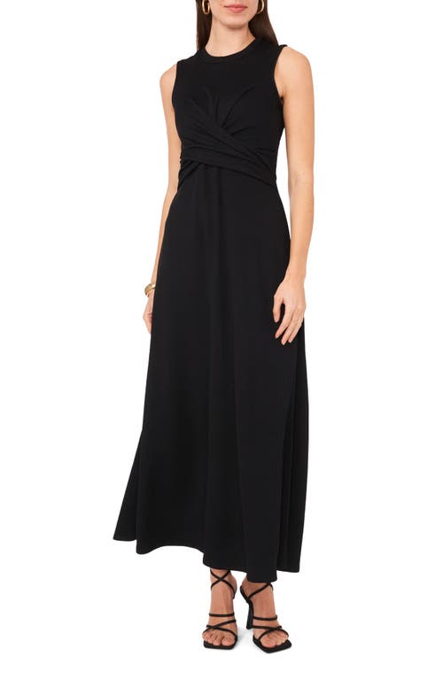 Crossover Waist Sleeveless Maxi Dress in Rich Black
