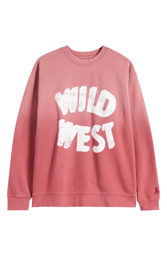Shop One Of These Days Wild West Ombré Cotton Graphic Sweatshirt In Washed Burgundy