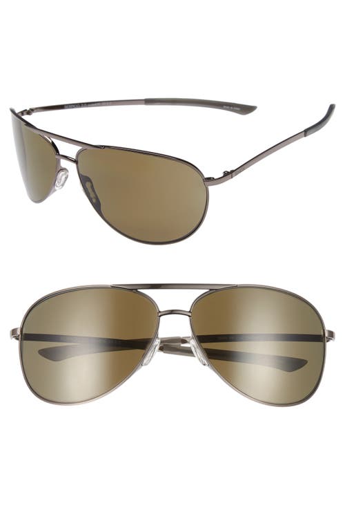 Smith Serpico Slim 2.0 65mm Chromapop™ Polarized Aviator Sunglasses In Metallic