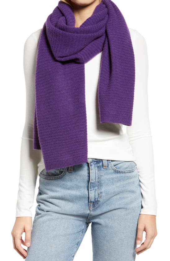 Nordstrom Cashmere Rib Scarf In Purple Imperial